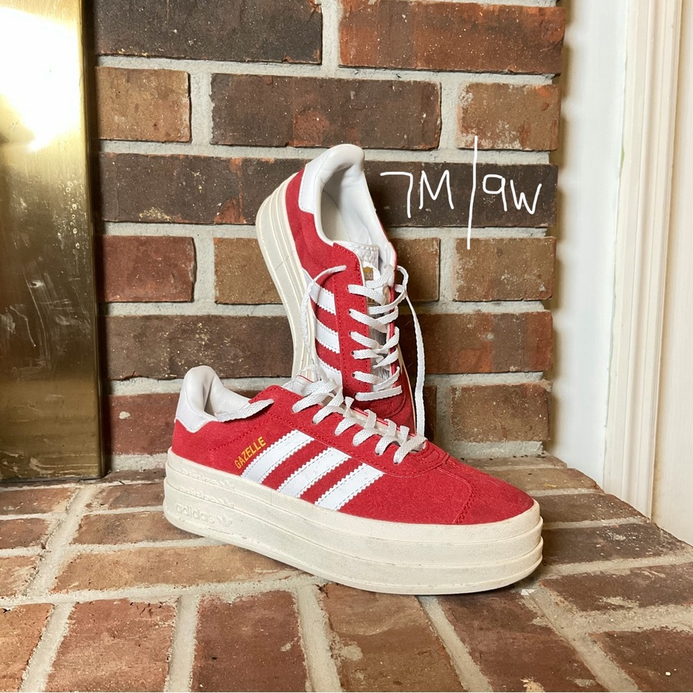 adidas Gazelle Platform Sneakers - Red & White